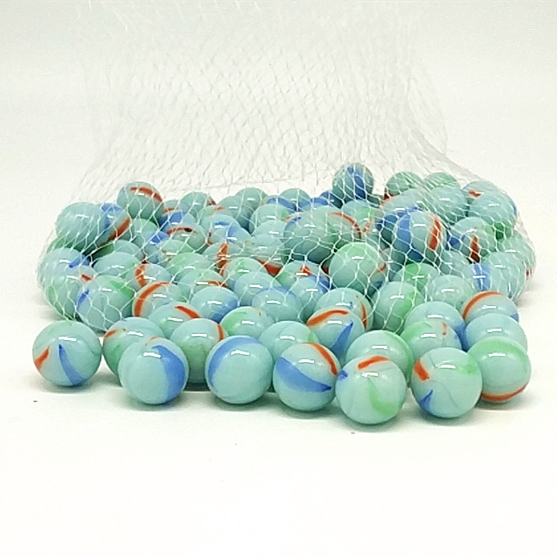 16MM奶油三瓣花弹珠100颗球玻璃球网袋装溜溜细节图