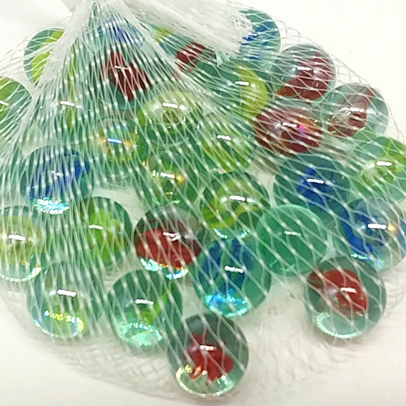 16MM四瓣花弹珠100颗三花球玻璃球网袋装溜溜产品图