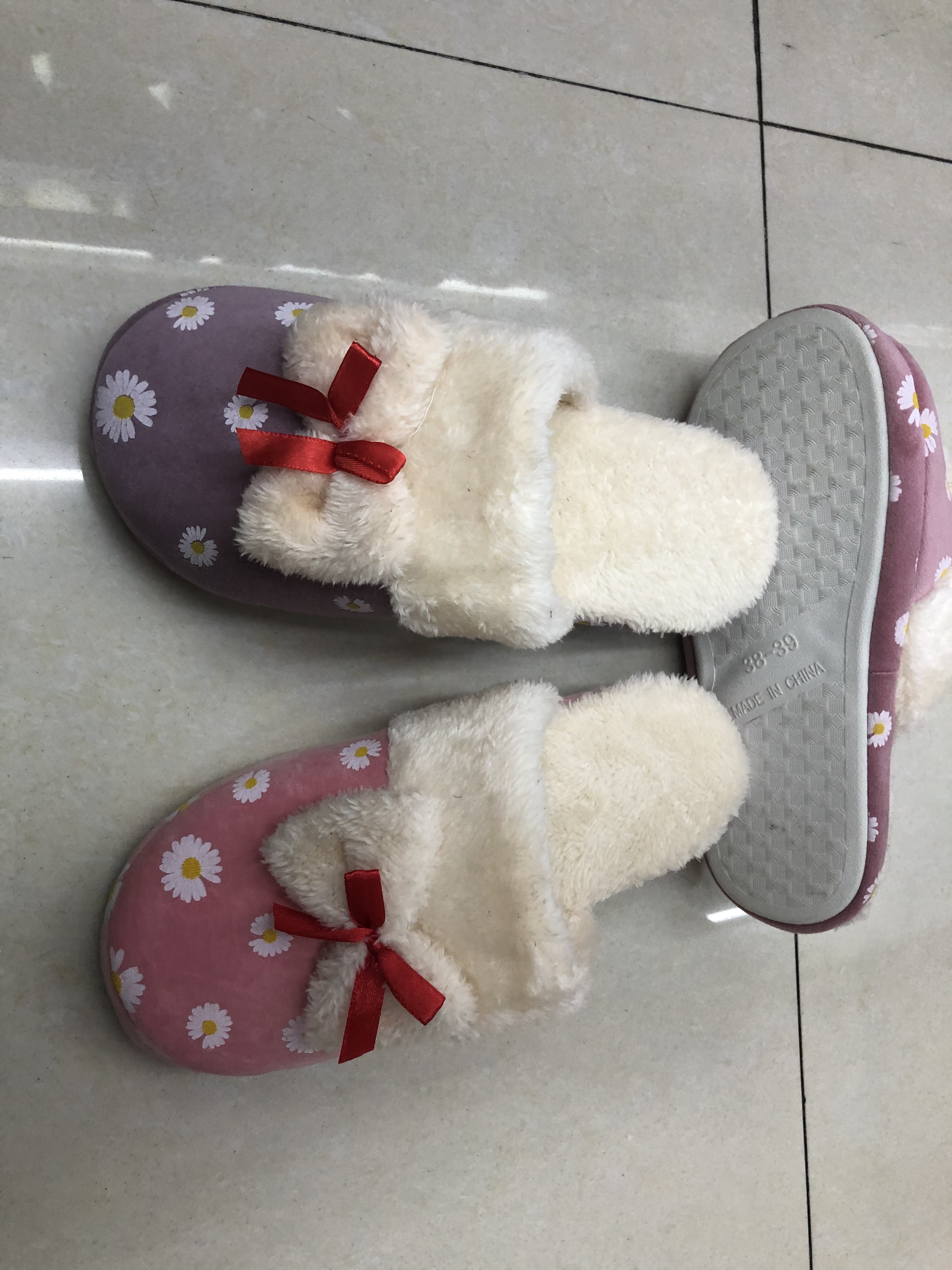 2020 Autumn new cotton slippers with printed small chrysanthemum style butterfly slippers details Picture