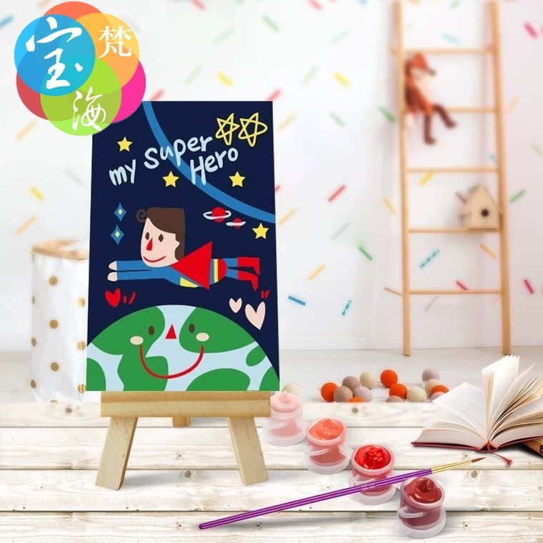 10*15CM digital oil painting children's DIY educational filling oil painting toy Cartoon and animation with easel MN0274