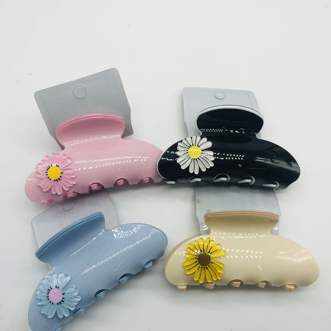 女孩可爱卡通花朵小动物清新风盘发卡子中号后脑勺发夹质感发抓夹