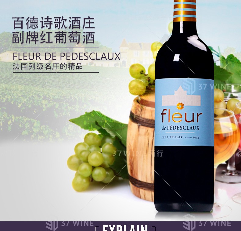 法国红酒 百德诗歌酒庄副牌红葡萄酒 FLEUR DE PEDESCLAUX详情图2