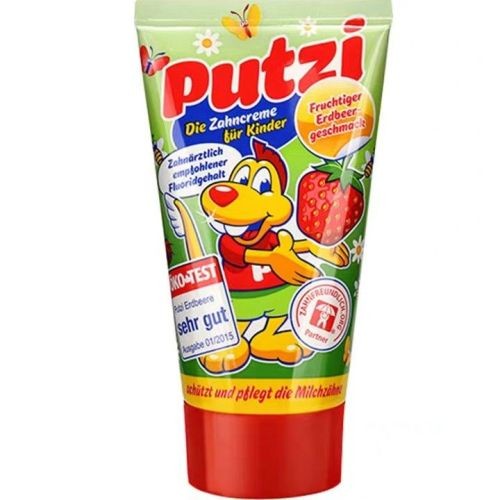 Putzi Strawberry Flavored Toothpaste with red cap detail image 1