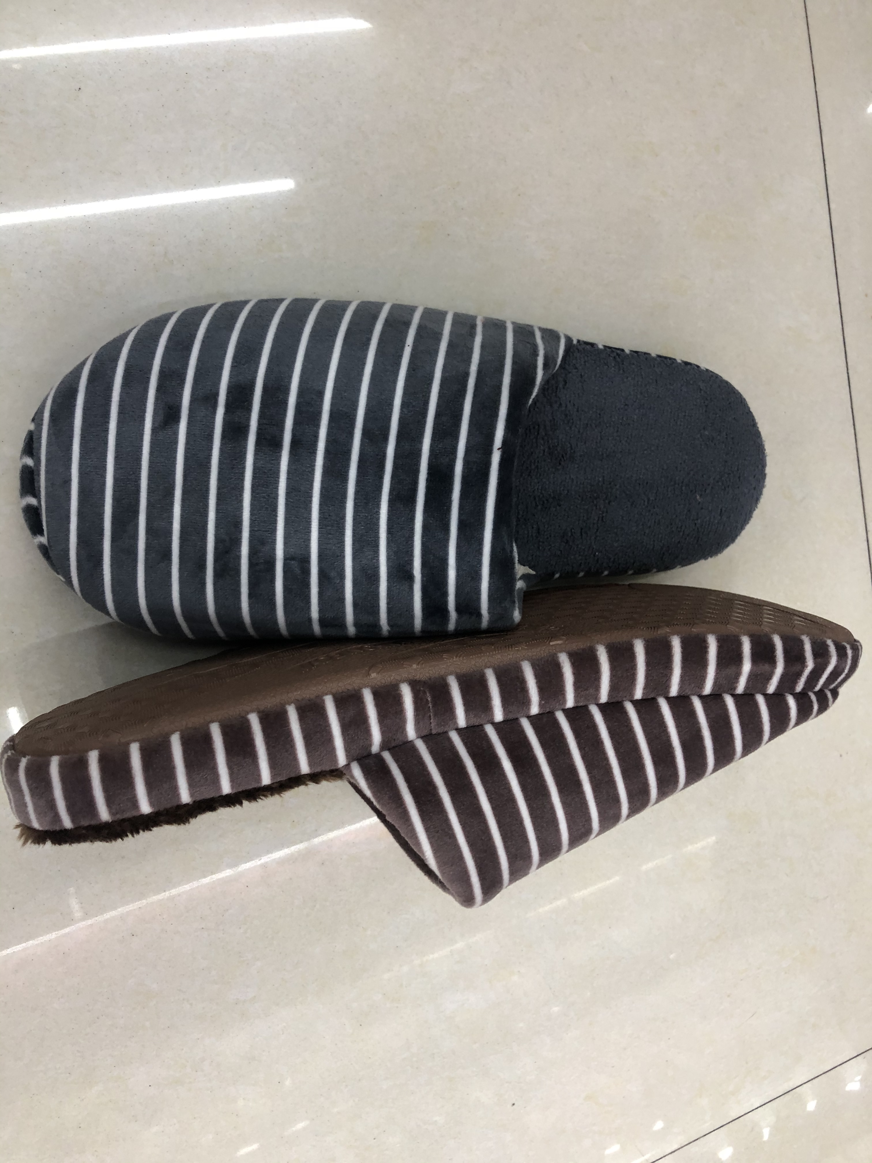 Best-selling striped men's cotton slippers for foreign trade and indoor couple cotton slippers Specification image