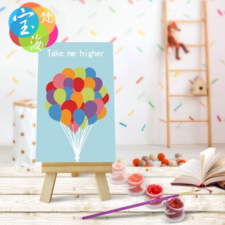 10*15CM digital oil painting children's DIY educational filling oil painting toy Cartoon Animation with easel MN0273