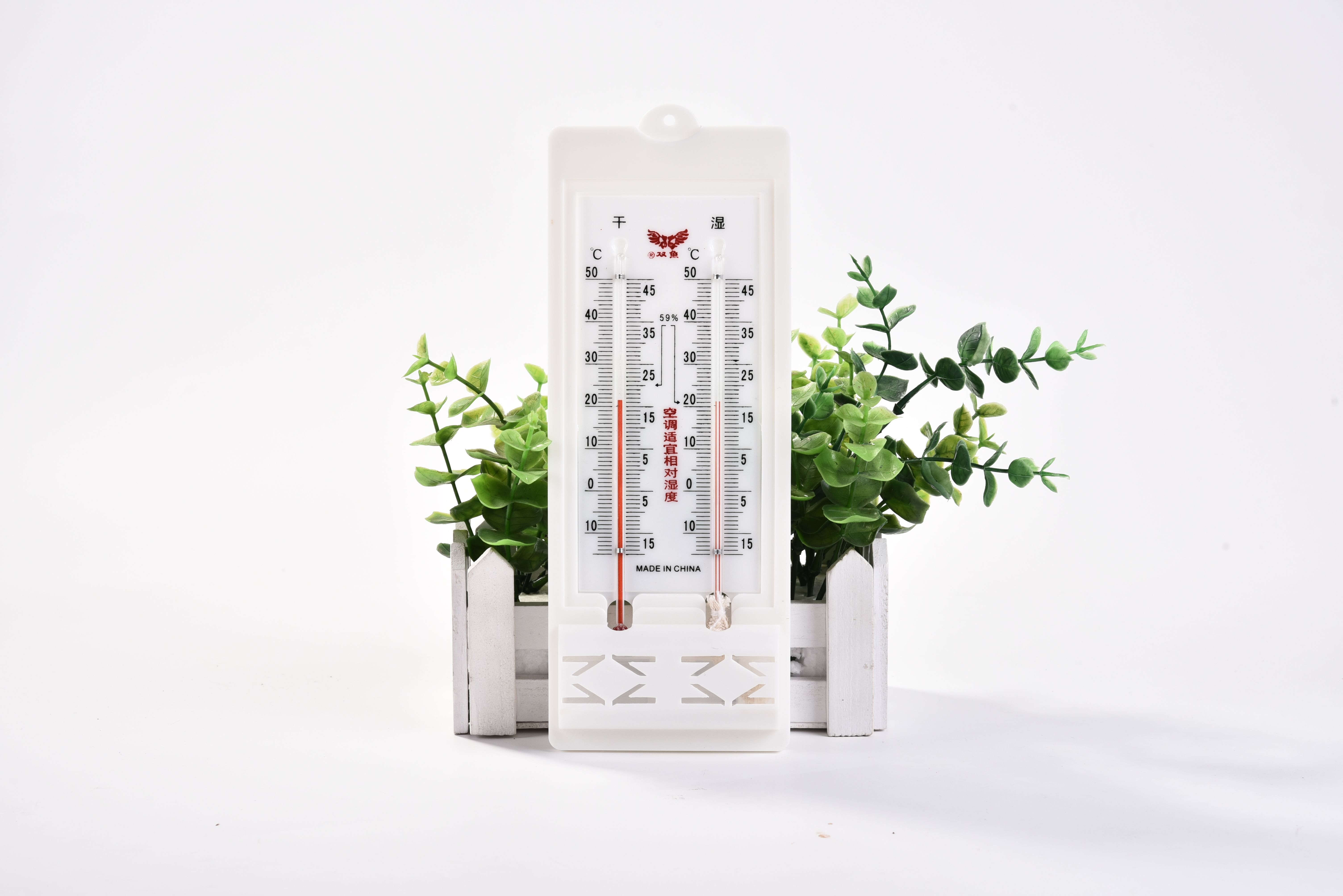 Double Fish brand Dry and Wet B-2 indoor and outdoor temperature and humidity meter, plastic thermometer, hygrometer, greenhouse thermometer details Picture