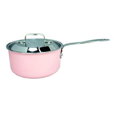 韩国原装进口 三层不锈钢单柄汤锅18cm 粉色  绿色  米色（颜色 可备注）详情图1