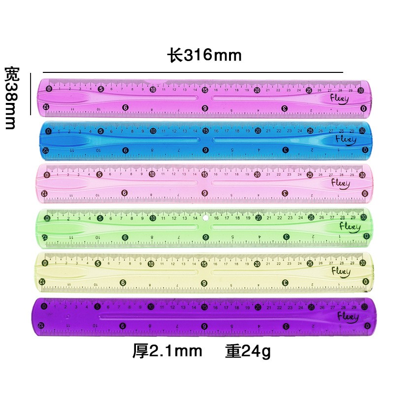 Customized soft straight rulers, student rulers, drawing homework, office geometric shapes, children's plastic rulers, 30cm detail image 12