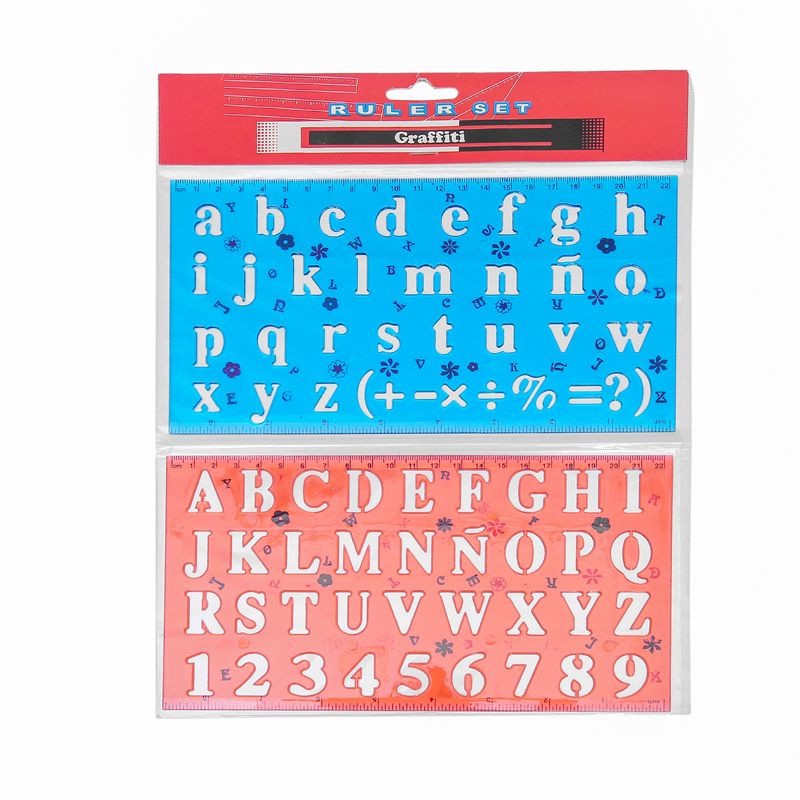 数字模板尺英文字母模板尺子软尺多功能套尺学生绘图用尺跨境批发