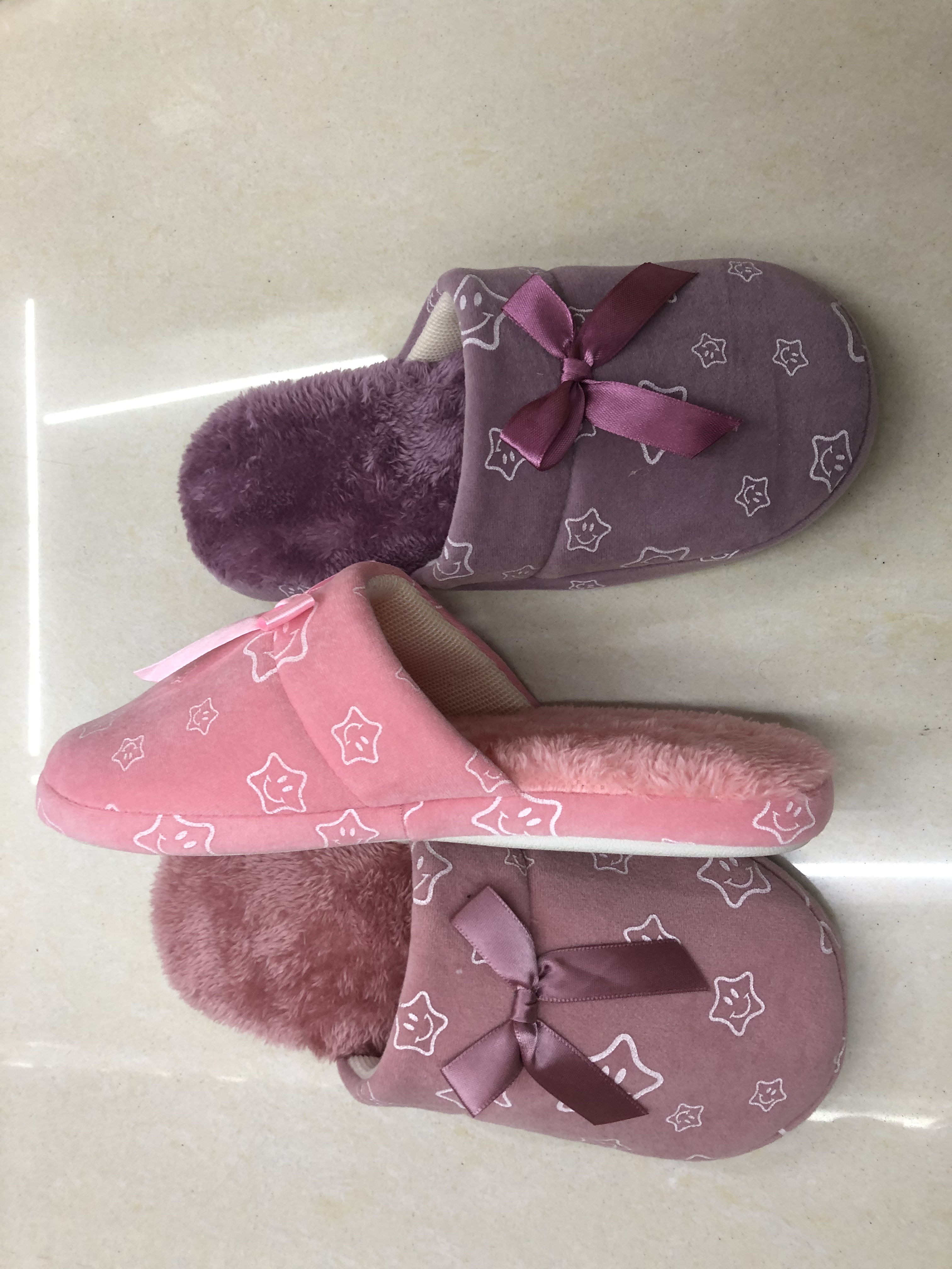The 2020 autumn and winter new cartoon star smiling cotton slippers are best-selling items both in foreign trade and domestic sales detail image 2