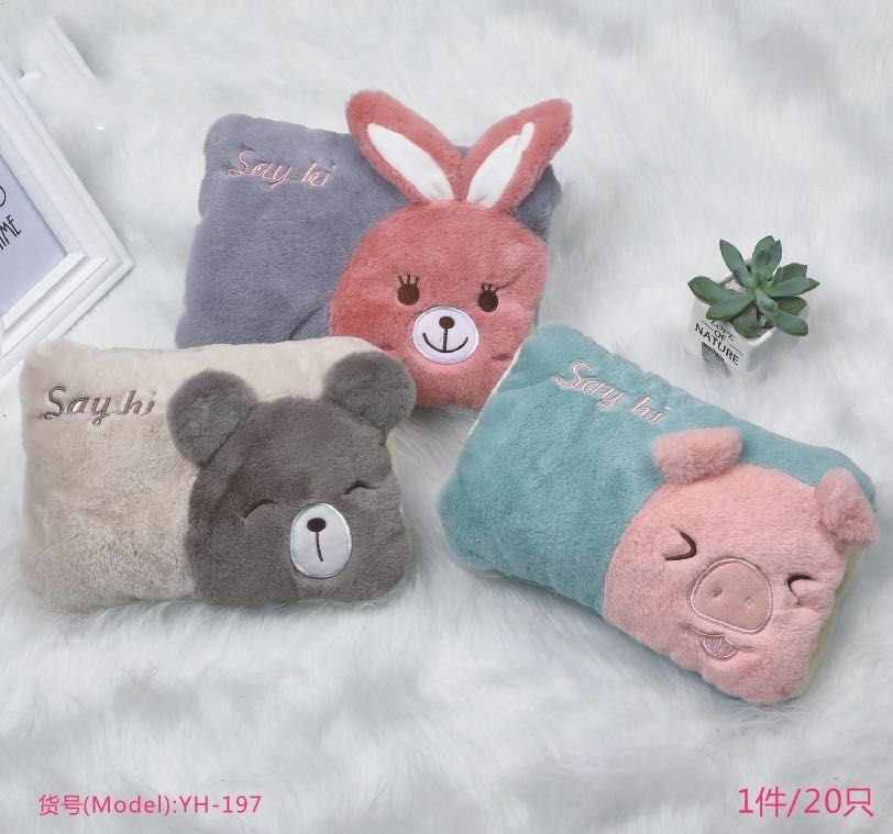 Hot Water Bag Rechargeable Hand warm water bag cute plush electric warm water Cartoon pillow warm baby HD19 thumbnail