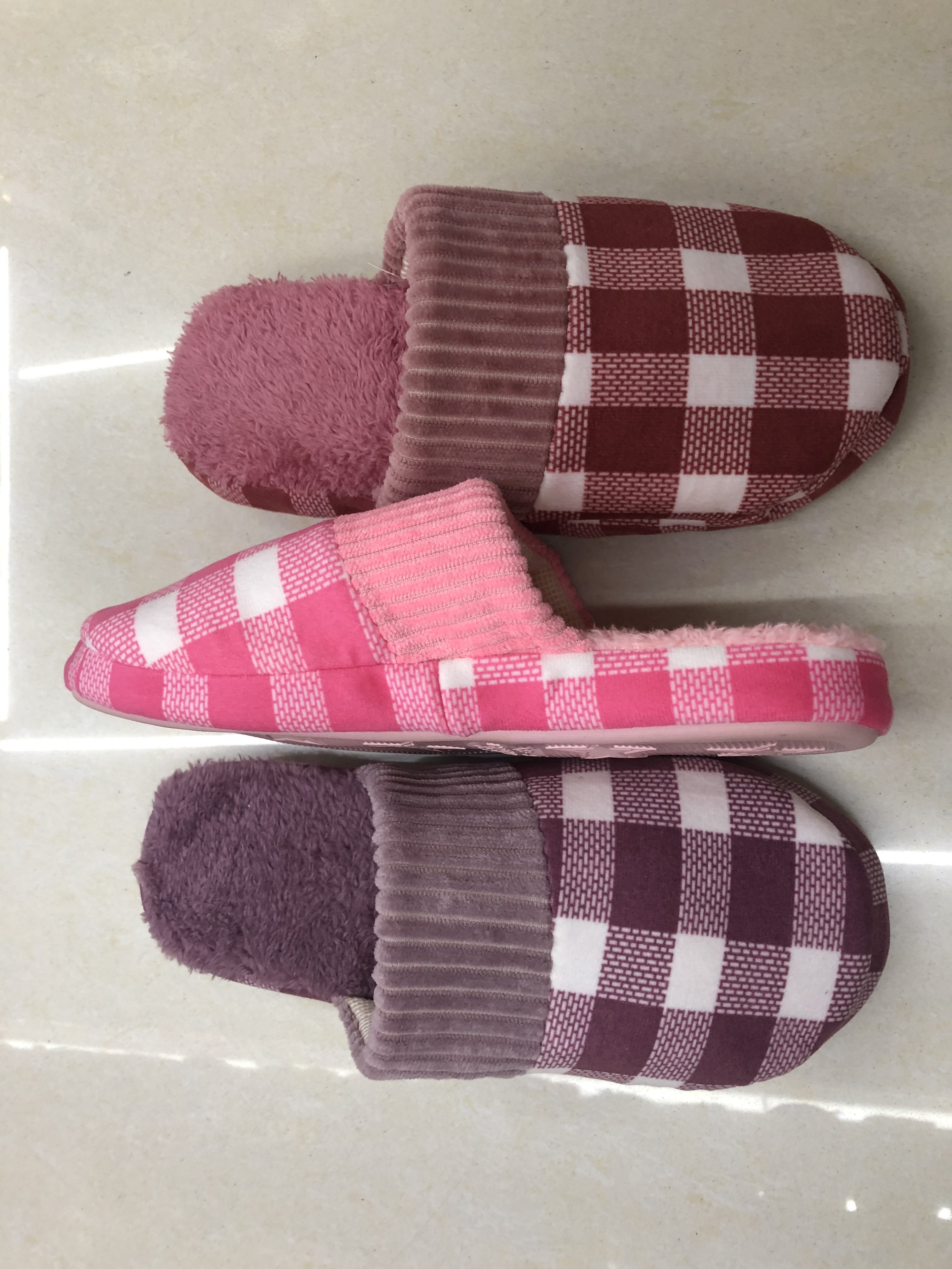 Hot-selling export checkered cotton slippers details Picture