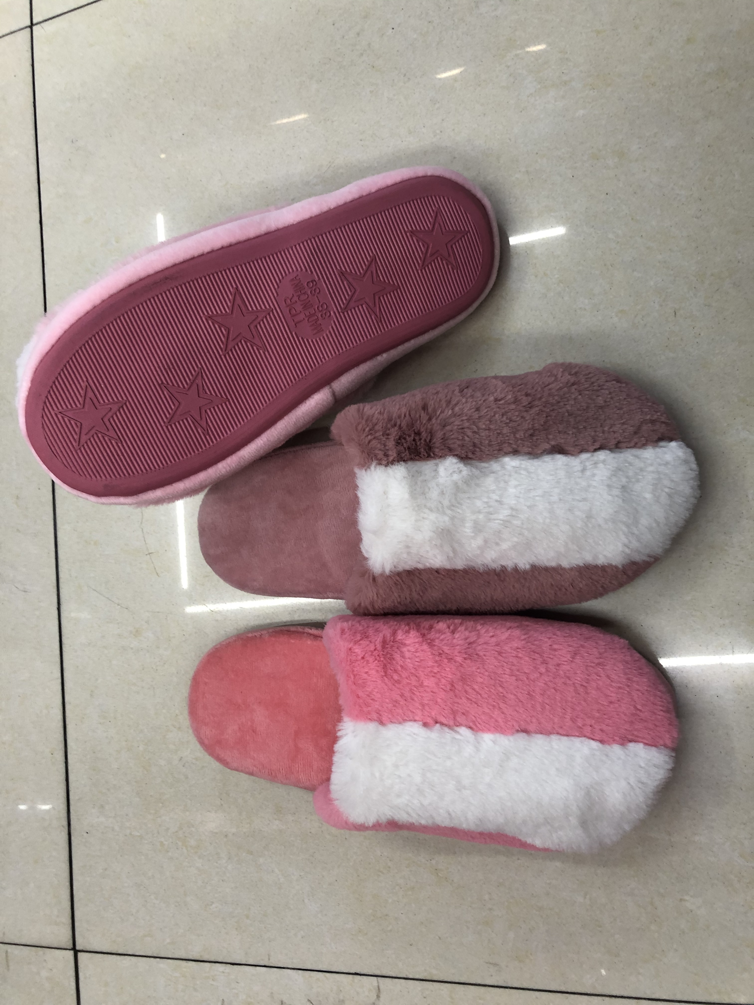 2020 Autumn/Winter new style spliced cotton slippers with tpr soles detail image 2