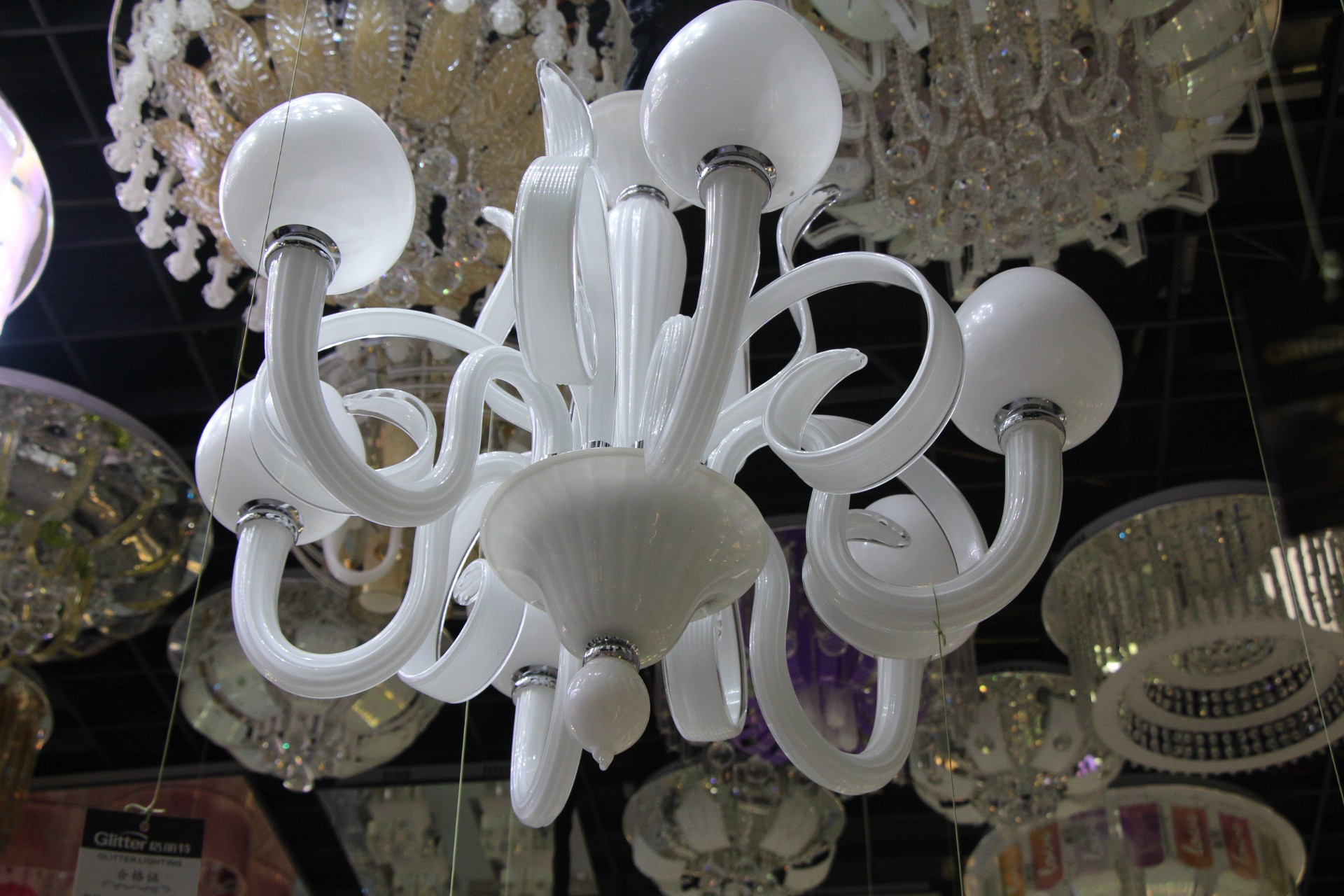 Simple and elegant white crystal glass chandelier light source LED lamp detail image 1