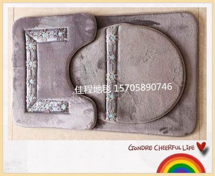 New toilet anti-slip three-piece set with beaded flannel toilet combination mat, flower arrangement floor mat, stitch floor mat Item Picture