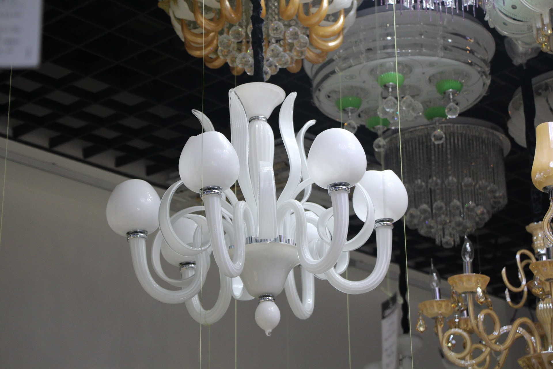 Simple and elegant white crystal glass chandelier light source LED lamp detail image 2