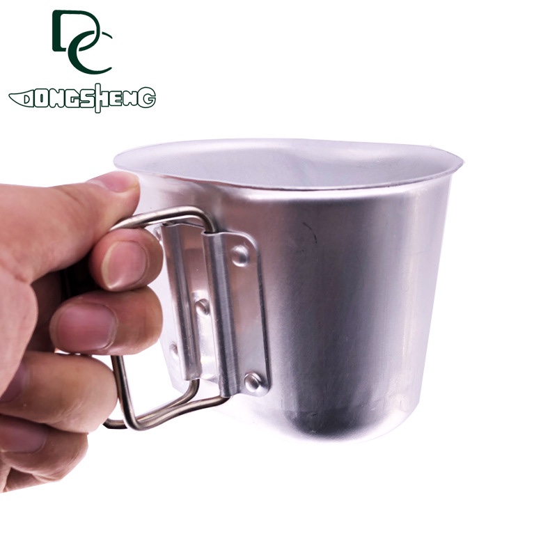 户外运动便携式炊具铝饭盒水杯铝制品 配部队塑料水壶托杯详情图1