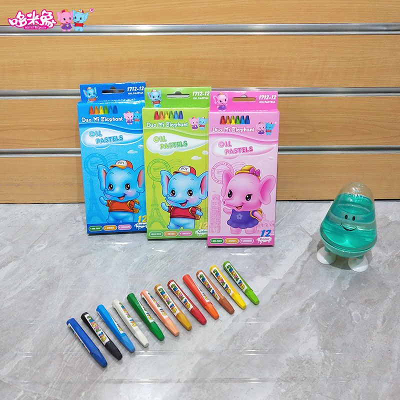 哆米象12色油画棒特价学生绘画丝滑6角蜡笔美术涂鸦儿童画笔批发