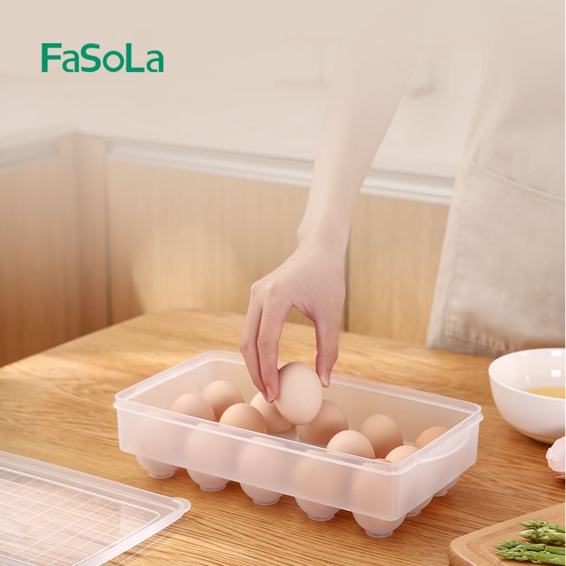 Egg box with lid, stackable storage box, kitchen food storage box, household rack wonder, 15 compartments details Picture