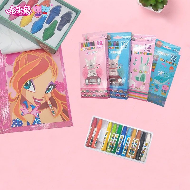 新款12色油画棒儿童彩绘美术安全蜡笔学生画笔可水洗批发厂家直销详情图2