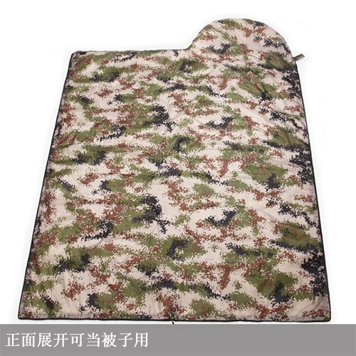  跑量款露营睡袋迷彩睡袋防寒保暖加长加厚2.4kg秋冬中空棉信封睡袋详情4