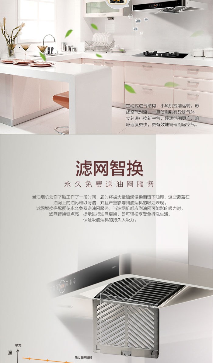 Sakura /樱花 SCR-T803 欧式顶吸大吸力抽油烟机家用厨房触控详情图5