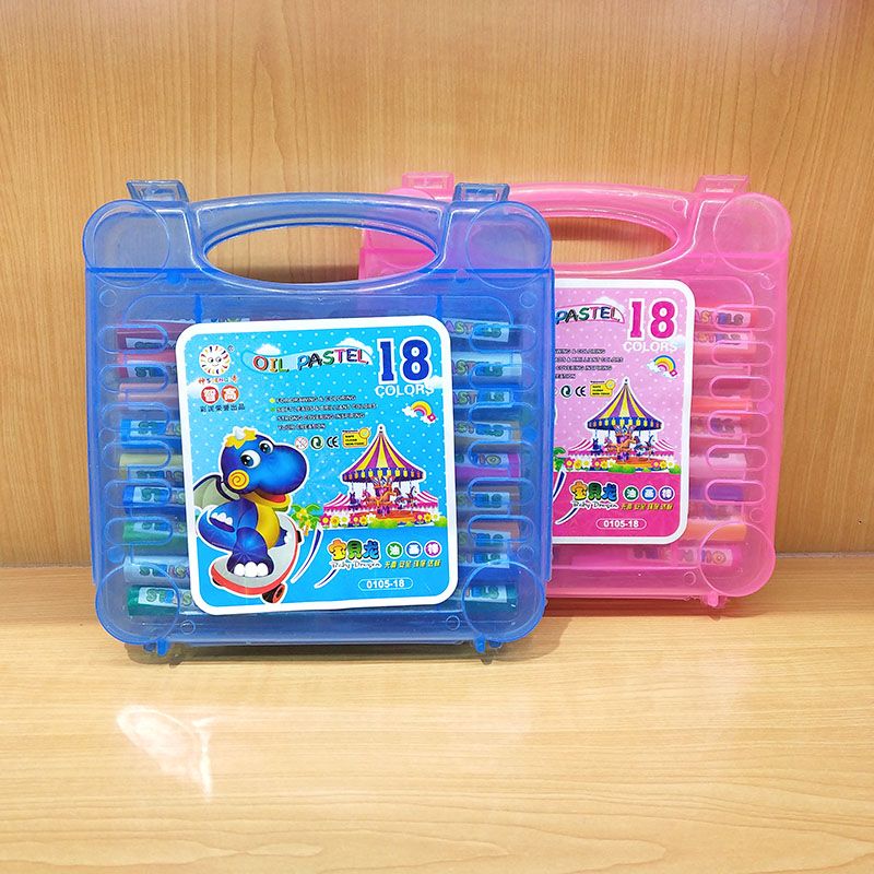 Baby Dragon 18-color oil pastels, eco-friendly and safe formula, children's drawing soft crayons, plastic box, non-stick to hands, wholesale details Picture