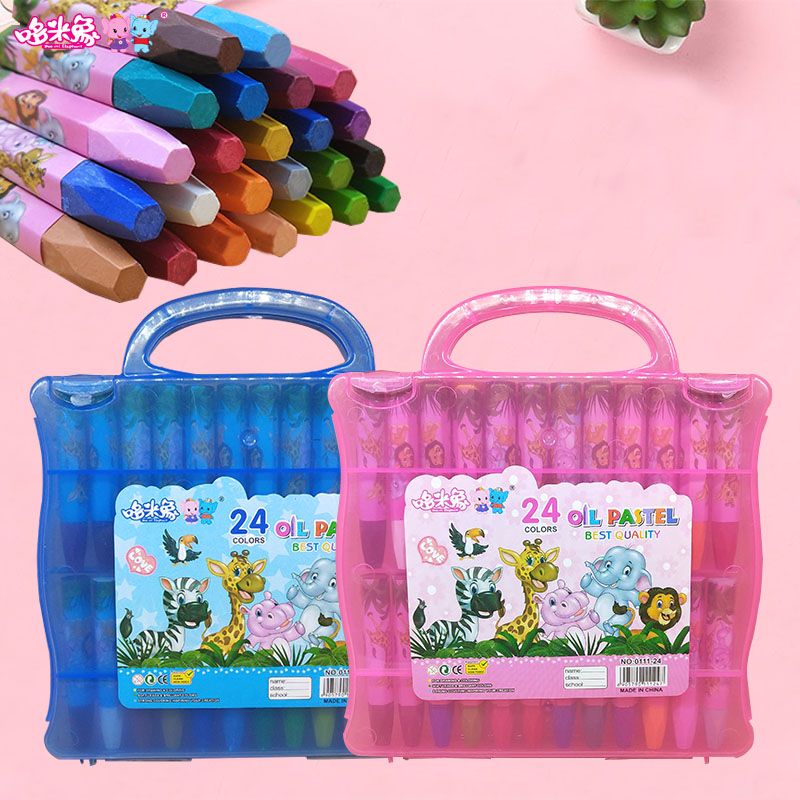 Dori Elephant 24-color oil pastels, cartoon animals, plastic boxes, heavy color crayons, student painting prizes, washable wholesale