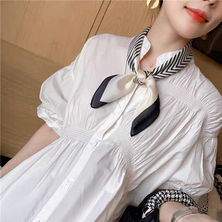 Striped silk scarf white thumbnail