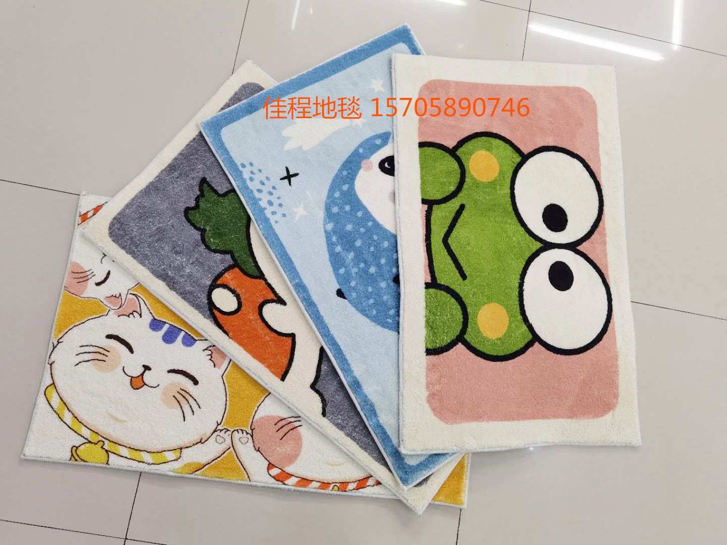 New imitation cashmere printed floor mat, cartoon animal mat, anti-slip mat, imitation cashmere foot mat, household mat details Picture