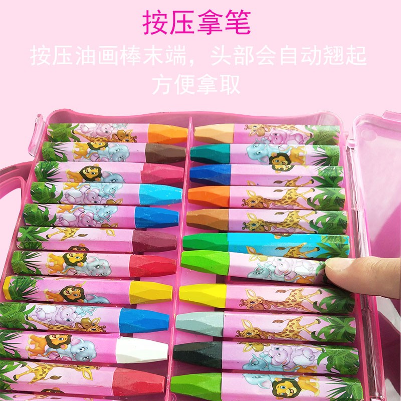 Dori Elephant 24-color oil pastels, cartoon animals, plastic boxes, heavy color crayons, student painting prizes, washable wholesale detail image 4