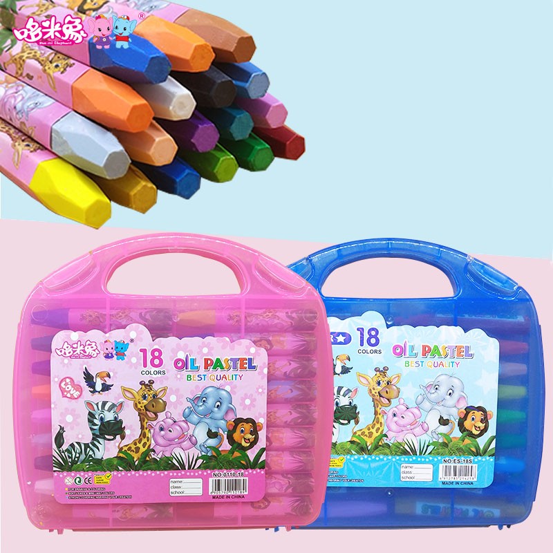 Dorixiang 18-color plastic box oil pastels, cartoon animal patterns, smooth crayons, children's drawing pens, PP box wholesale detail image 5