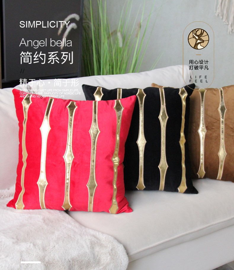 Velvet embroidered light luxury sofa cushions, living room headboard cushions, bay window model room cushions detail image 1