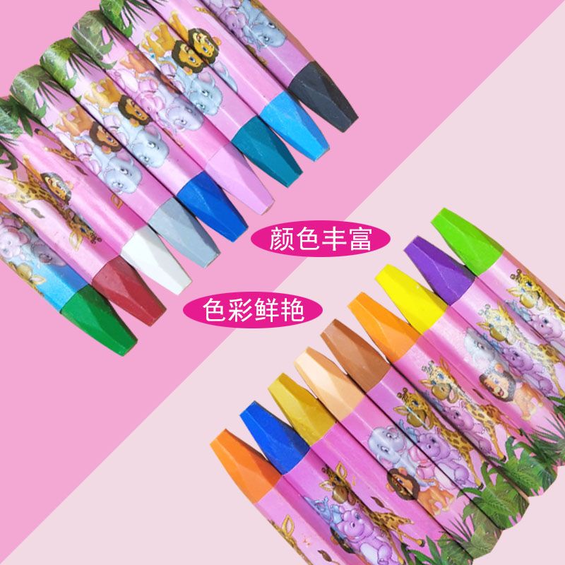 Dorixiang 18-color plastic box oil pastels, cartoon animal patterns, smooth crayons, children's drawing pens, PP box wholesale Specification image