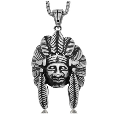 New Indian pendant, stainless steel head pendant, South American popular feather head necklace