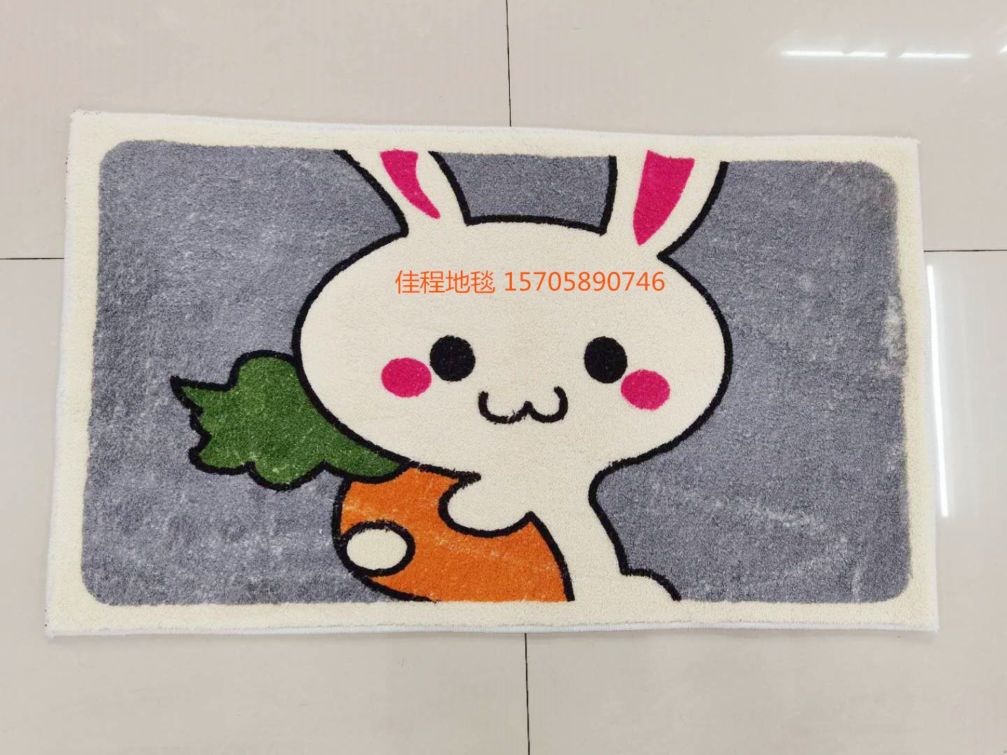 New imitation cashmere printed floor mat, cartoon animal mat, anti-slip mat, imitation cashmere foot mat, household mat Specification drawing