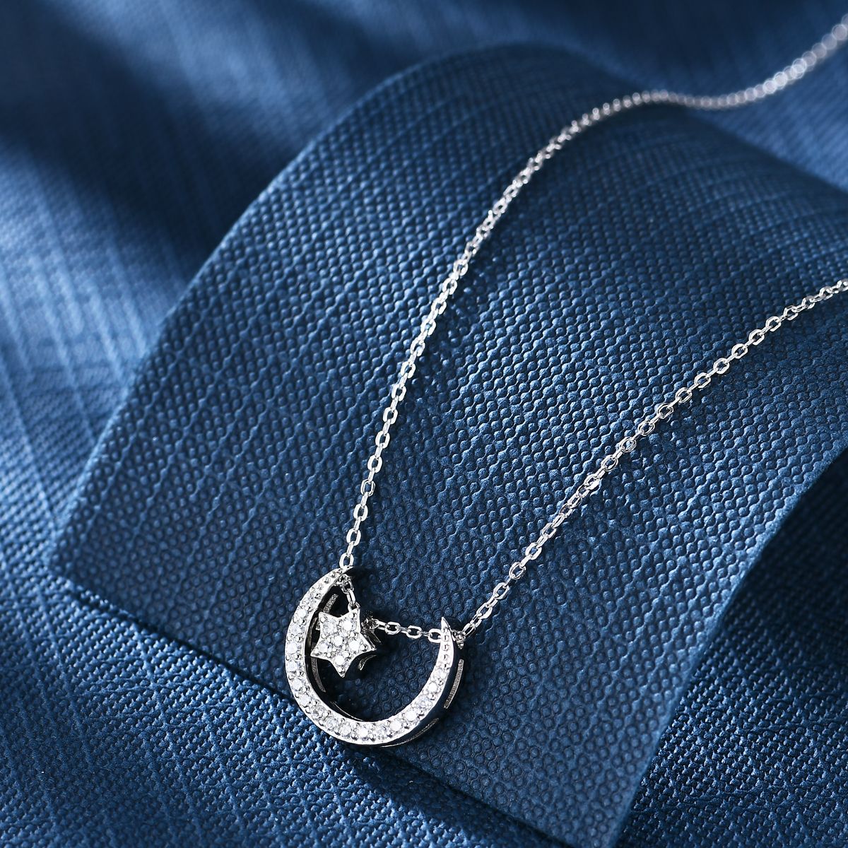 Anton Head Wolf 925 sterling Silver Moon with Diamond Necklace, free shipping for orders starting from one piece
