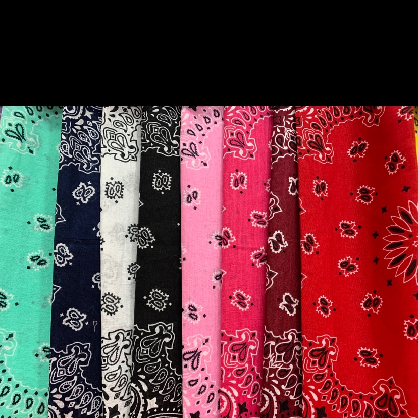 纯棉印花方巾 hip hop嘻哈街舞明星范双腰果花bandana批发全棉头巾产品图