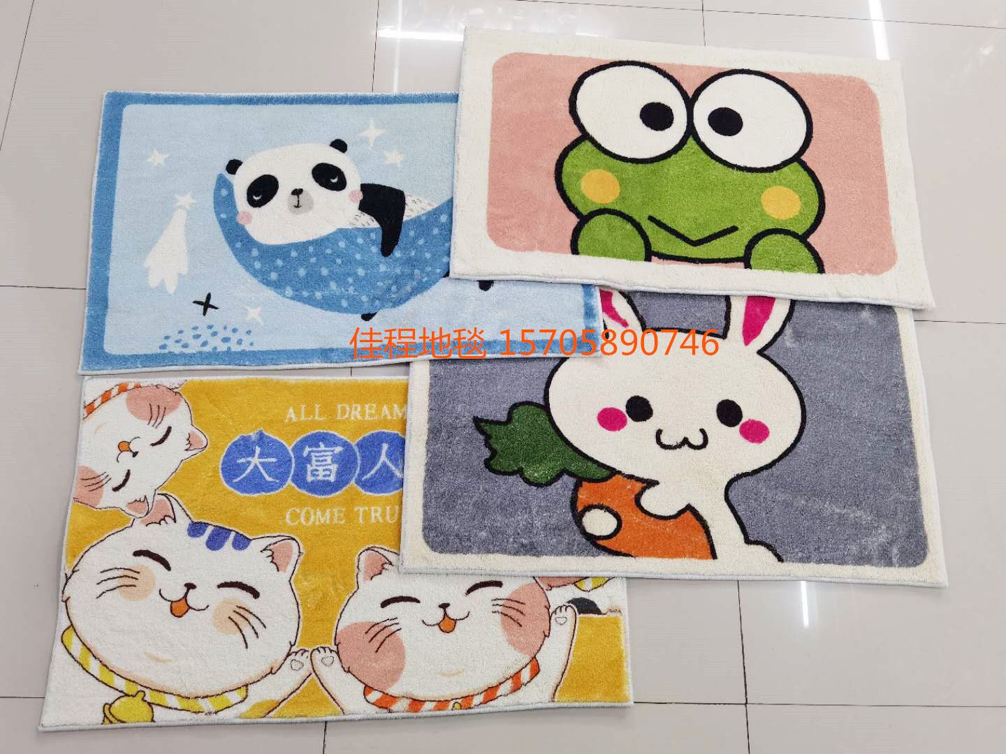 New imitation cashmere printed floor mat, cartoon animal mat, anti-slip mat, imitation cashmere foot mat, household mat full figure