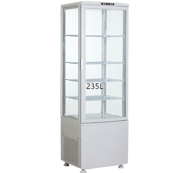 235L air-cooled four-sided transparent glass refrigerated display cabinet, beverage single-door refrigerated cabinet, vertical fresh-keeping cabinet for commercial use detail image 3