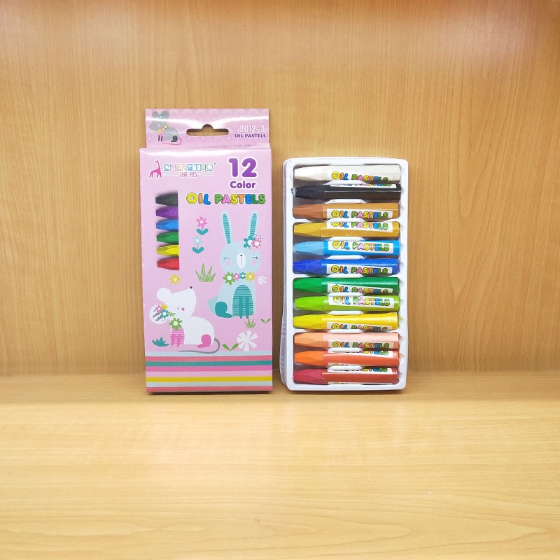 新款12色油画棒儿童彩绘美术安全蜡笔学生画笔可水洗批发厂家直销详情图10