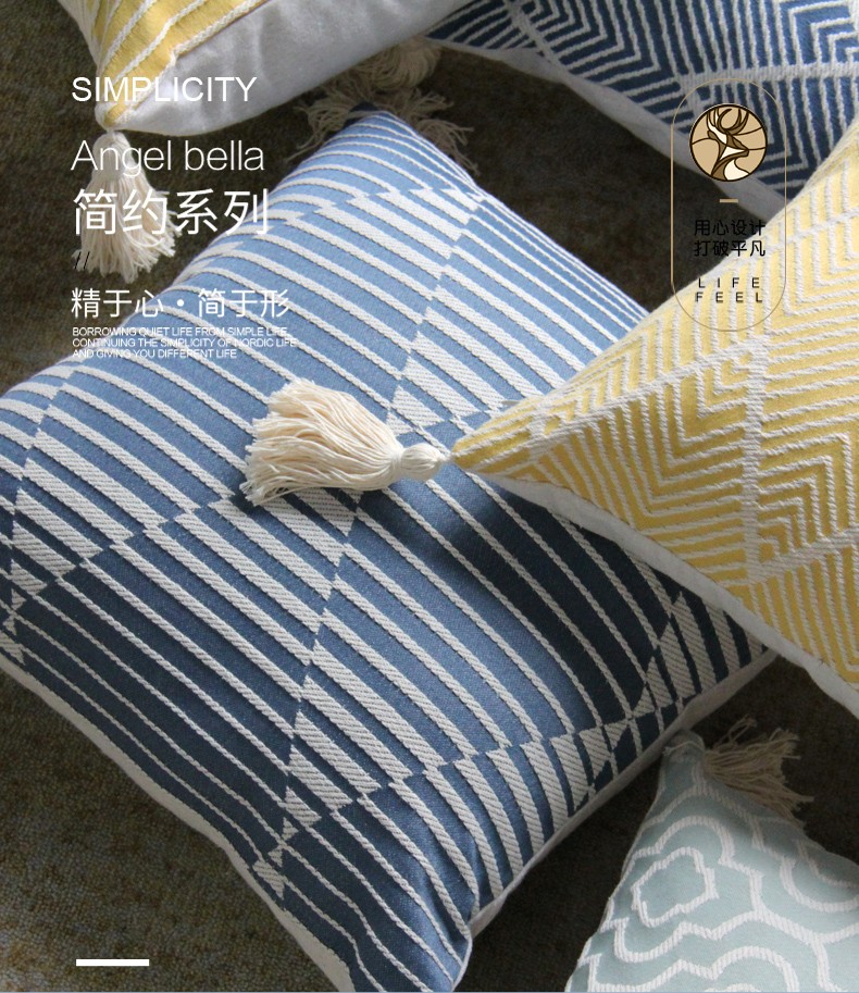 Cotton and linen light luxury sofa cushions, living room headboard cushions, bay window model room cushions detail image 1