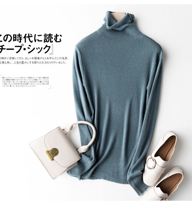 2020 Autumn/Winter new style of women's loose pullover sweater, artistic style, high-neck, large-sized, laid-back base layer sweater BJ