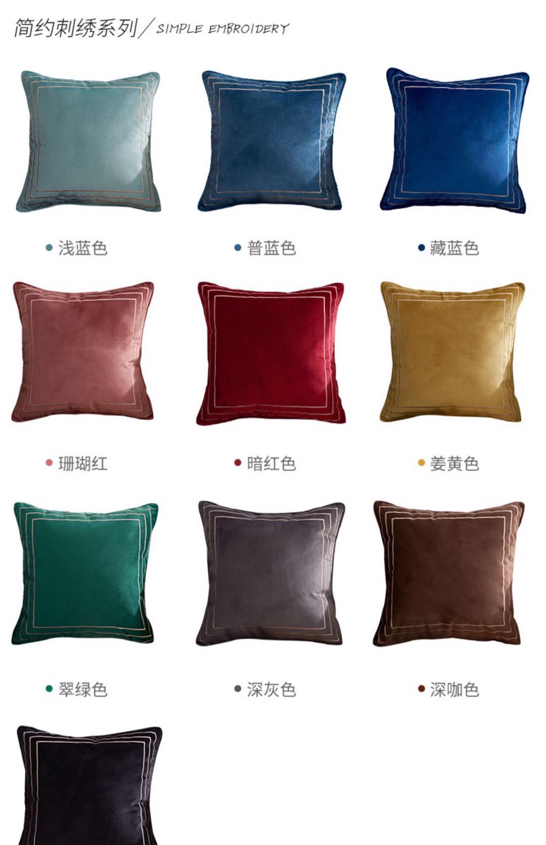 ins风 轻奢简约荷兰绒抱枕 天鹅绒靠垫刺绣详情图8