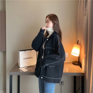 2020 Autumn/Winter New Style Wool sweater for women, loose pullover, artistic style, high-neck, large-sized, laid-back base sweater 4