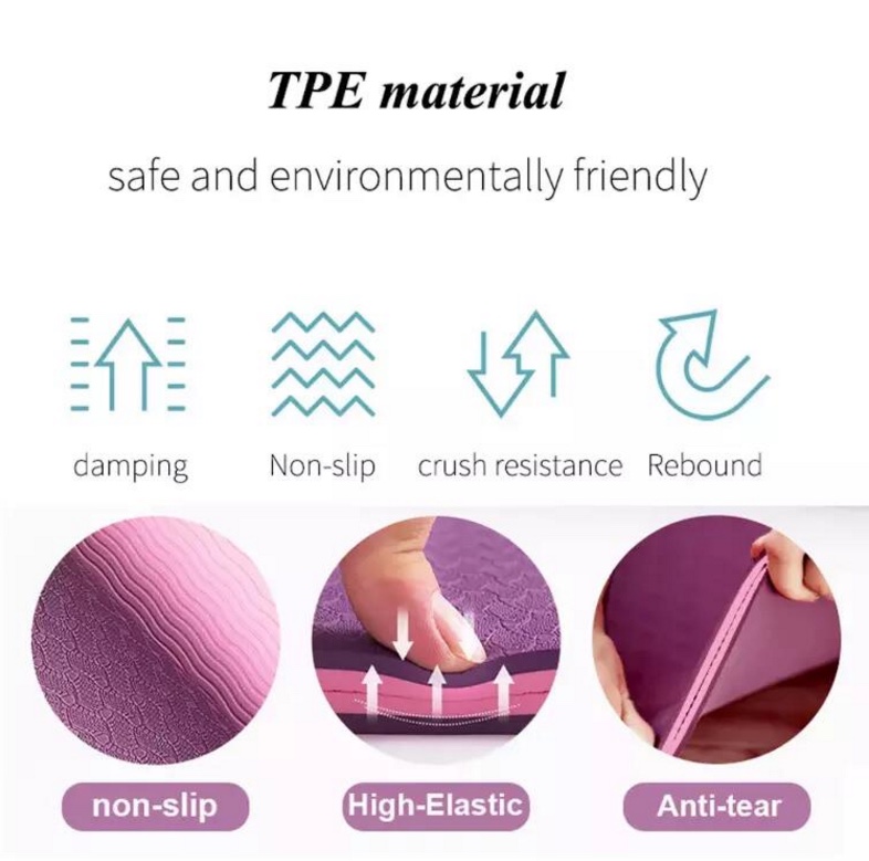 TPE舞蹈拉伸加厚防滑瑜伽垫，加长加宽男女士健身垫加厚防滑运动垫详情3