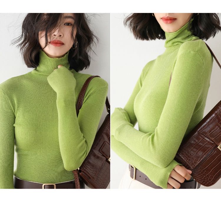 The 2020 autumn/winter new style of women's loose pullover sweater with a literary style, high-neck, large-sized, laid-back base layer sweater LI