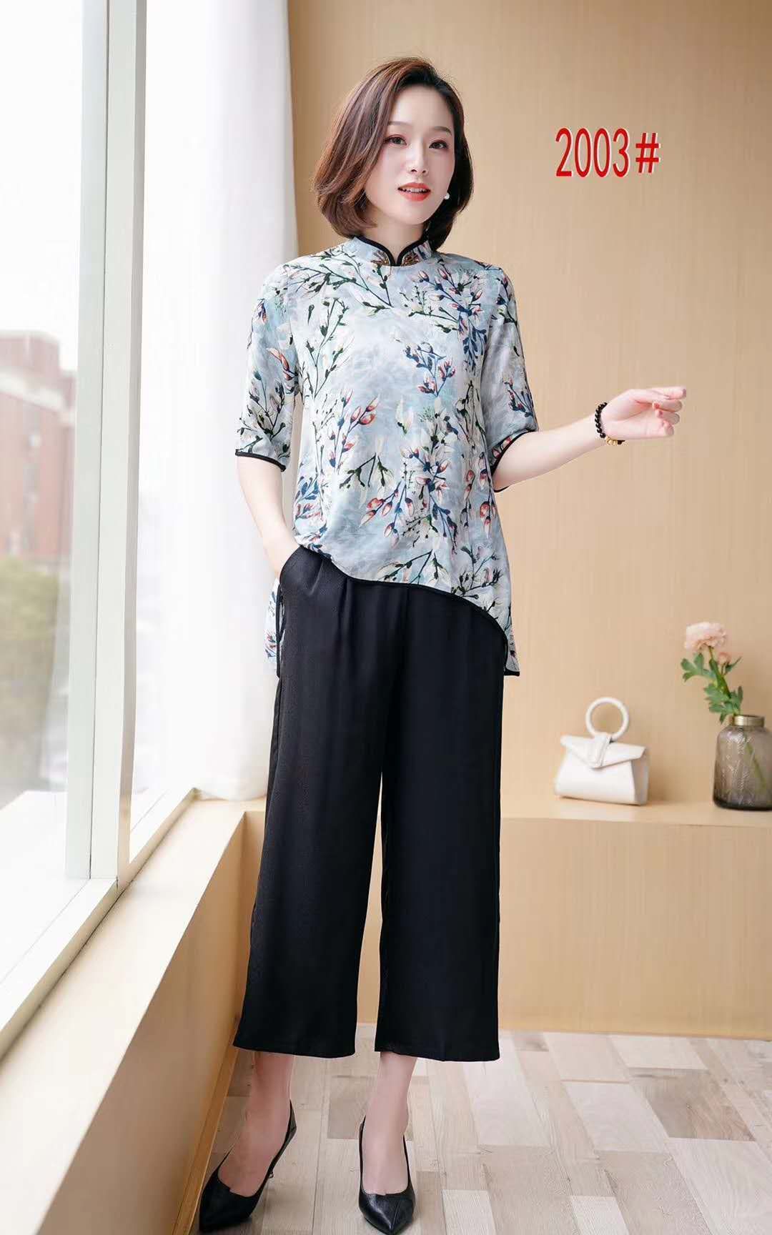 Xiangyunsha dress Summer New high-end Hangzhou silk Mom Women's clothing Rich Lady mid-length silk dress 2