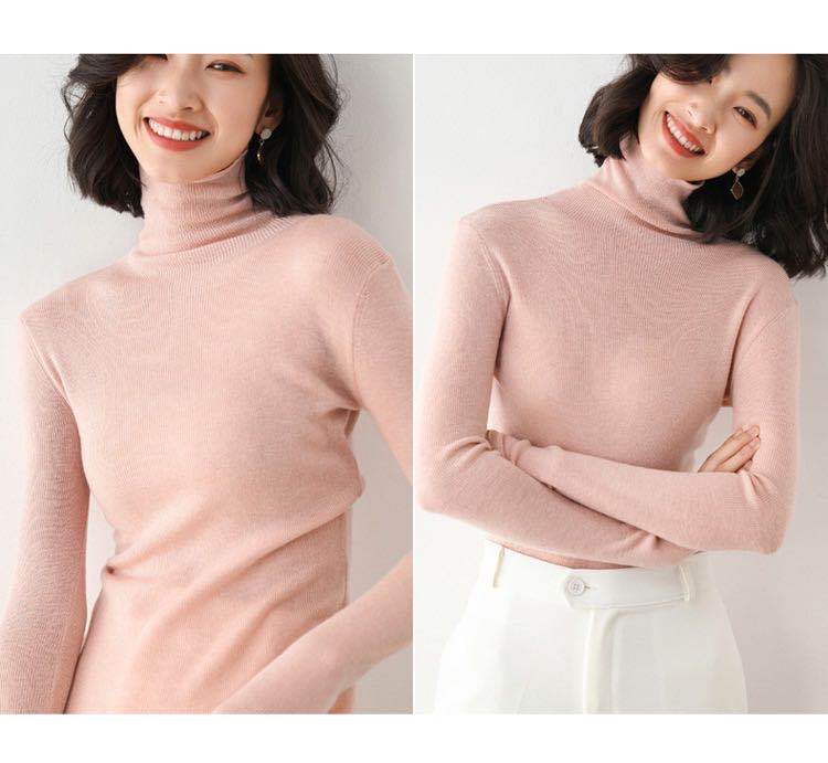 The 2020 autumn and winter new style of women's loose pullover knitted high-neck large-sized laid-back base sweater with a literary style