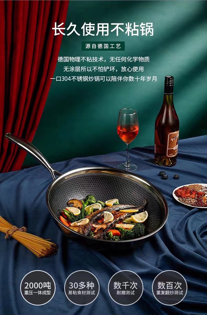 304不锈钢 7层复合32cm不粘炒锅详情图6